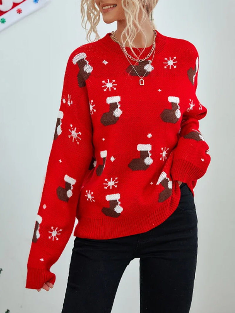 Women's Cozy Christmas Sweater with Festive Motif R&B