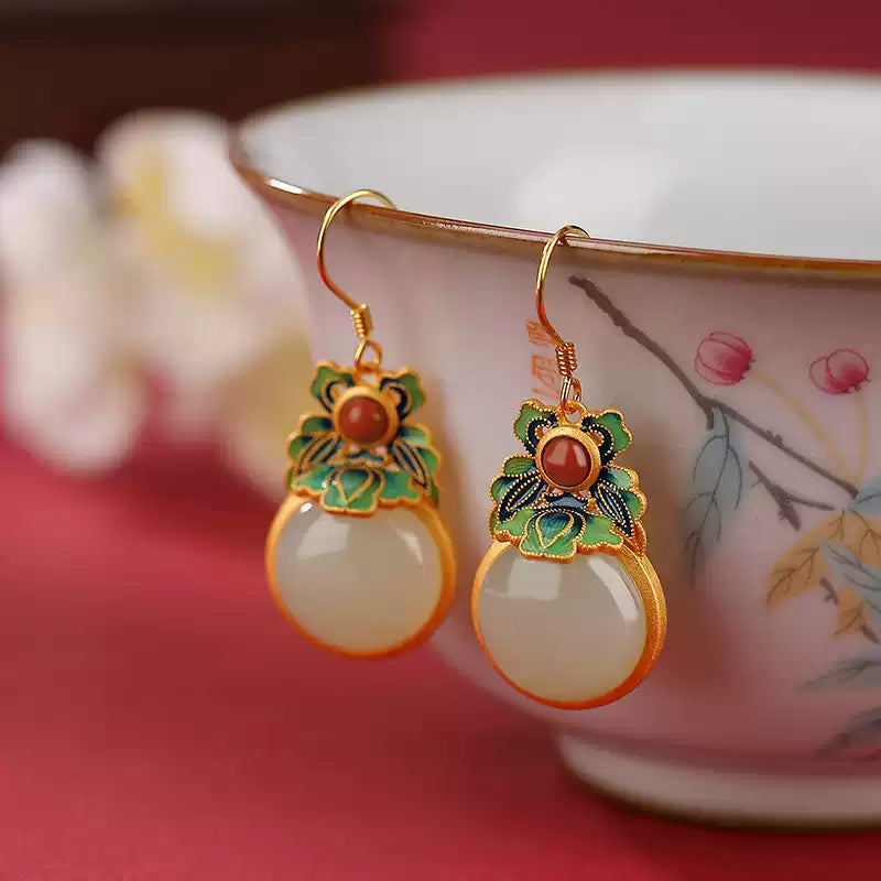 Jade Blossom Drop Earrings