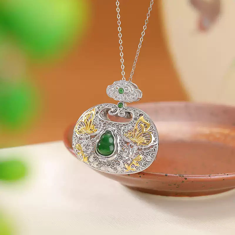 Blake Filigree Jade Double-sided Pendant