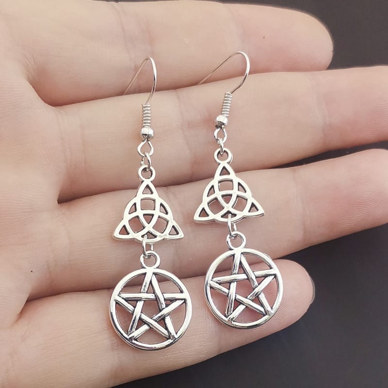 Trinity Shield Pentacle Earrings