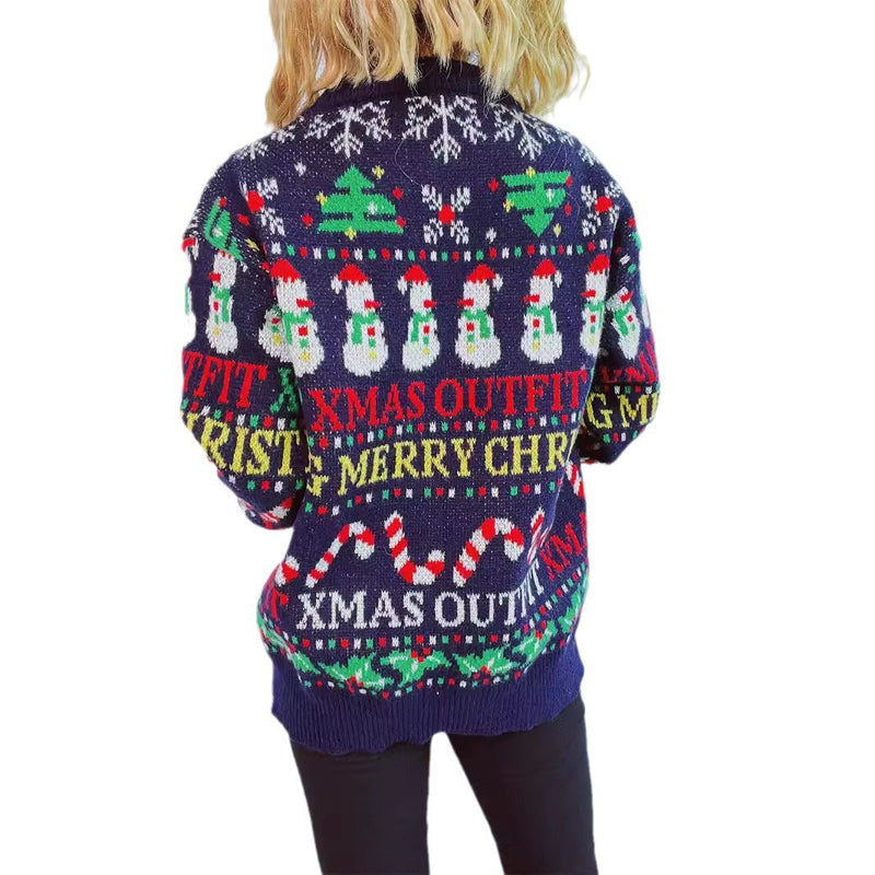 Women's Christmas Sweater with Festive Motif and Casual Cut R&B