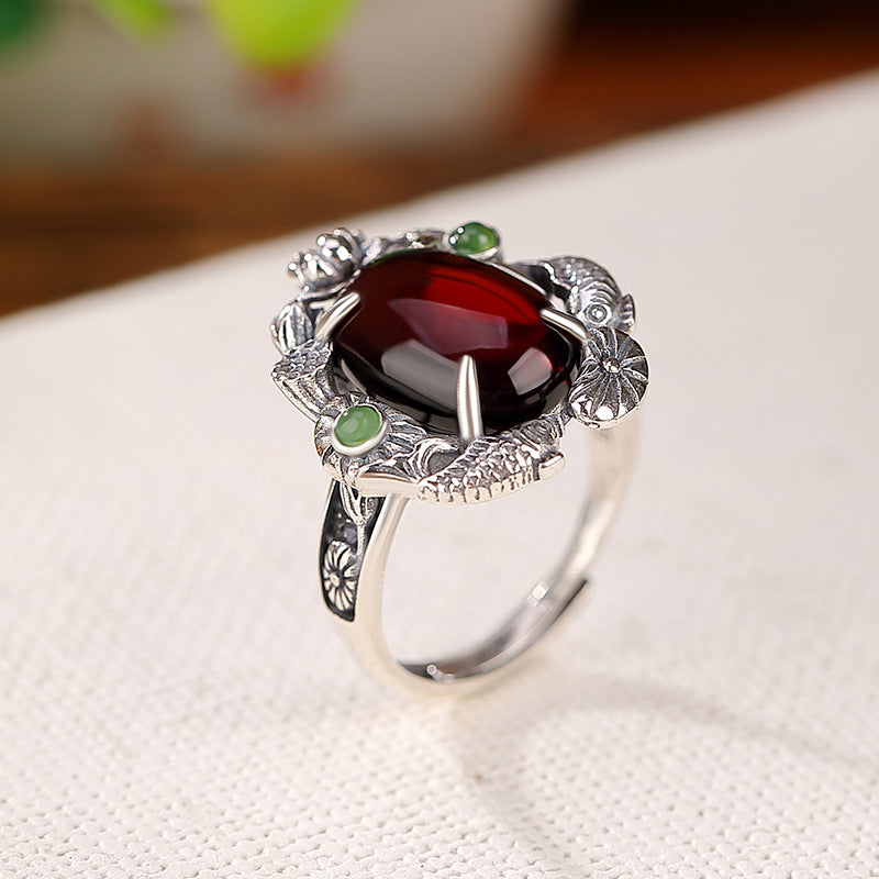 Garnet Jade Accent Ring