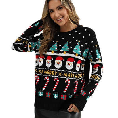Women's Festive Knit Sweater with Christmas Motif and Modern Cut