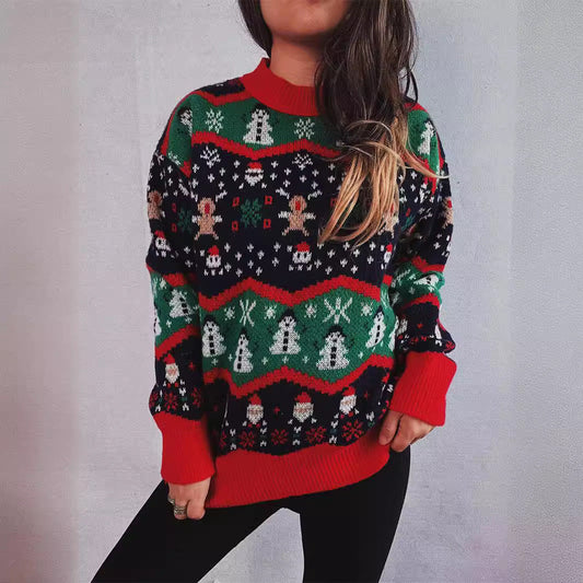 Women's Christmas Sweater with Festive Design and Textured Knit
