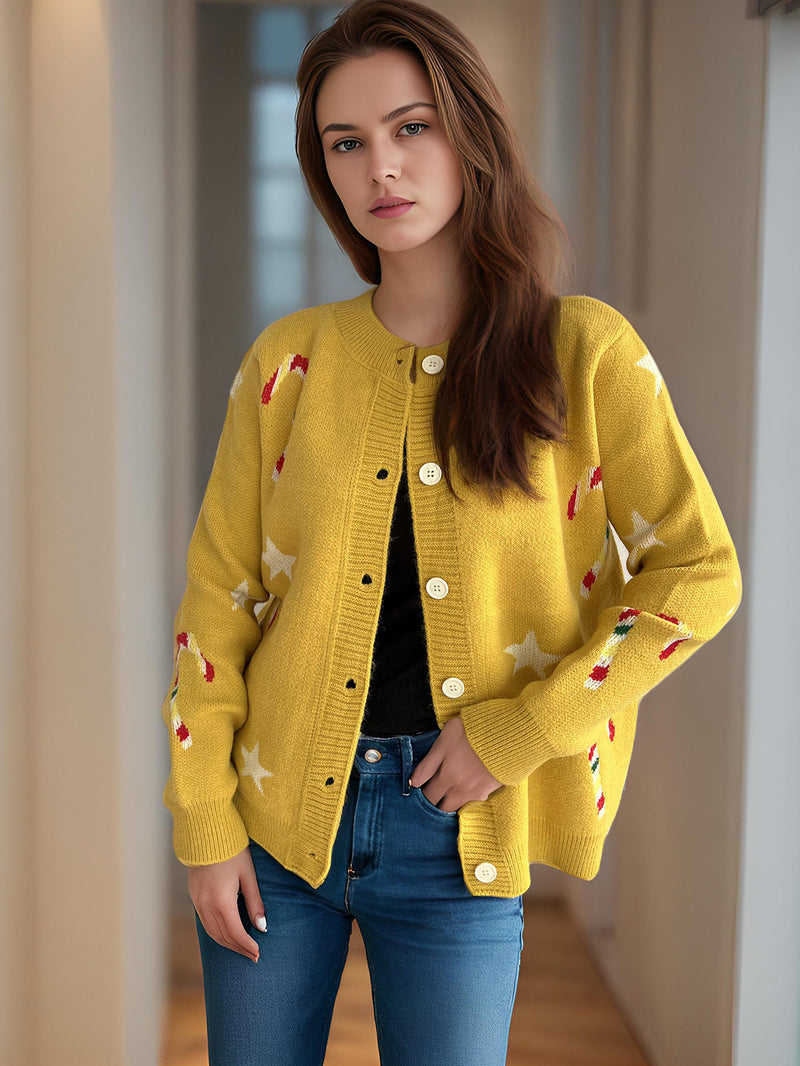 Women's Cardigan with Festive Designer Print