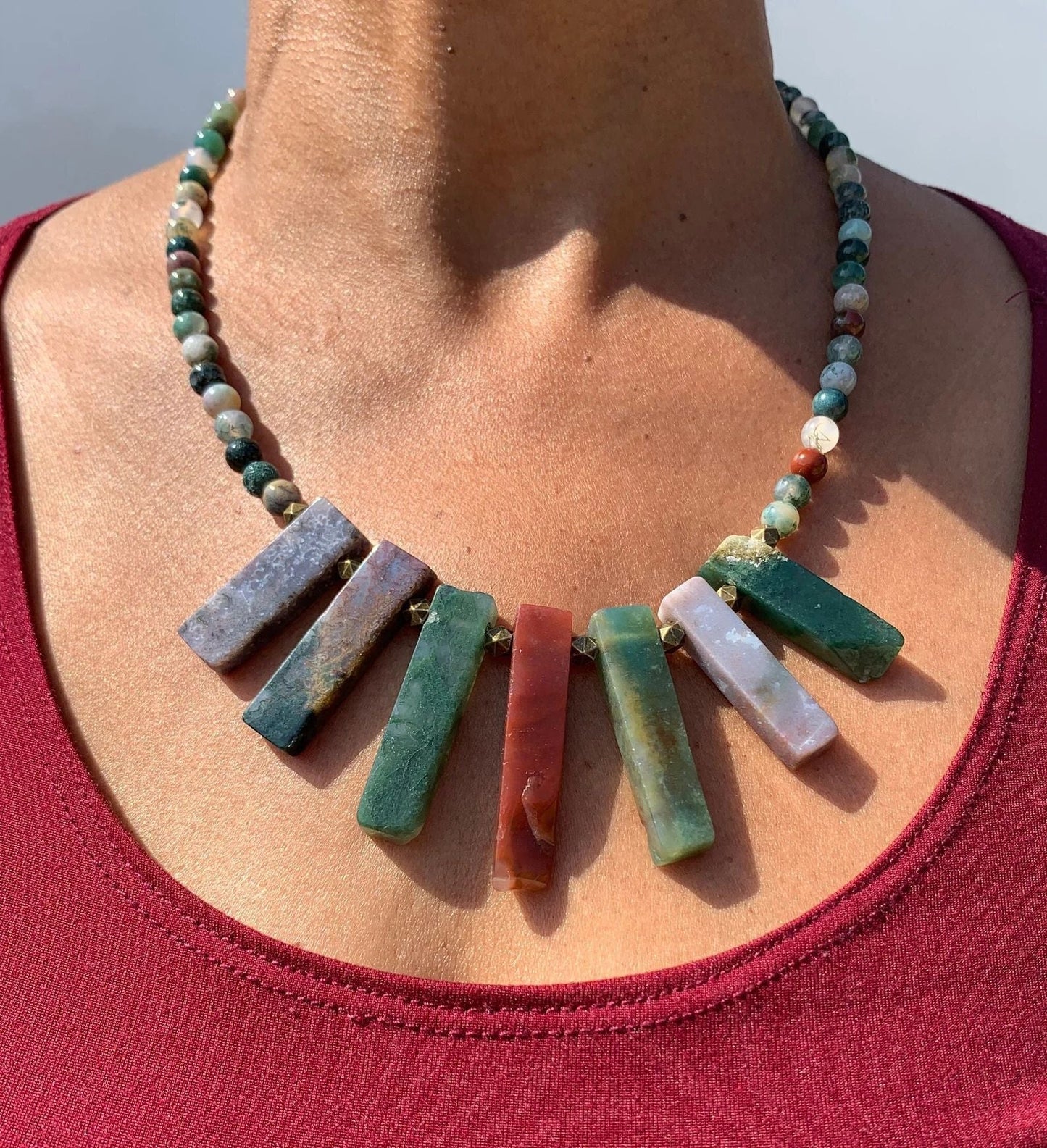 Lara Bold Spike Natural Stone Necklace