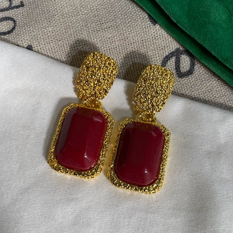 Harmony Red Geometric Drop Earrings