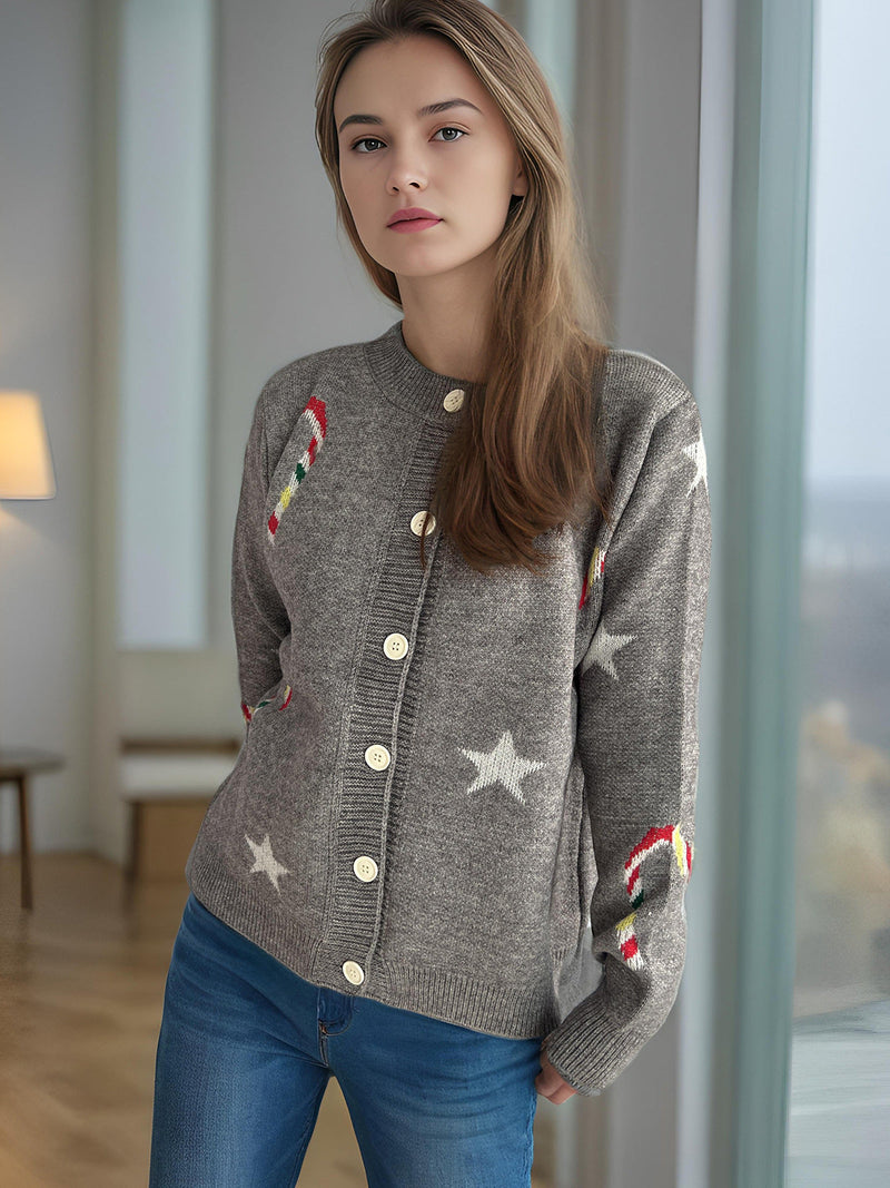 Women's Cardigan with Festive Designer Print