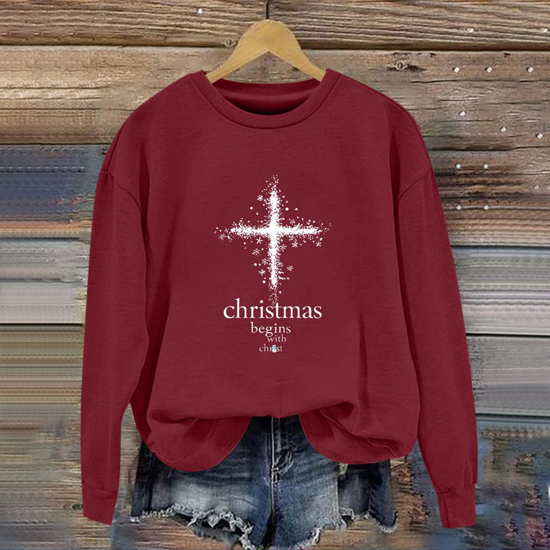 Women's Sweatshirt with Christmas Motif and Soft Lining