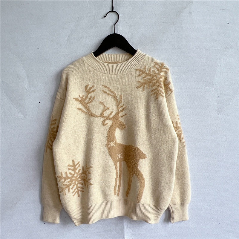 Women's Christmas Sweater with Festive Reindeer Design and High-Quality Knit R&B