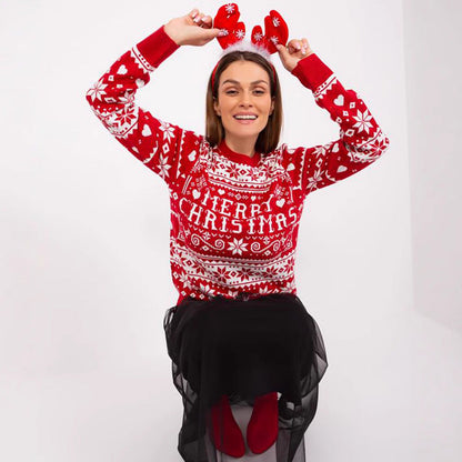 Women's Christmas Sweater with Festive Motif and Cozy Knit