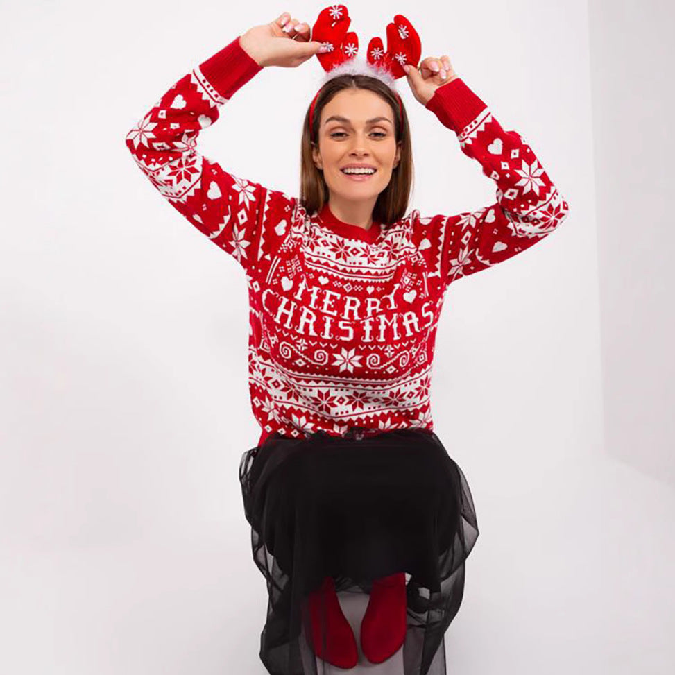 Women's Christmas Sweater with Festive Motif and Cozy Knit R&B