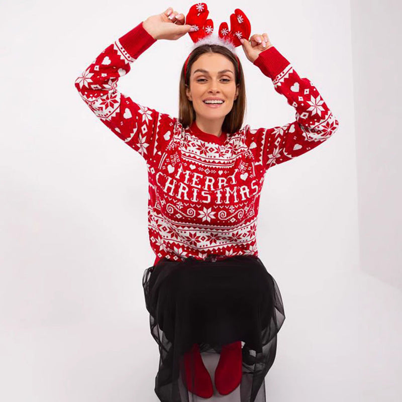 Women's Christmas Sweater with Festive Motif and Cozy Knit R&B