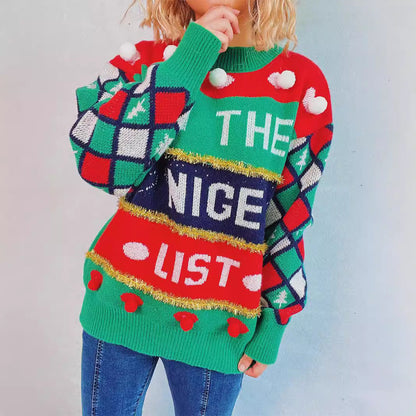 Women's Festive Sweater with Christmas Design and Playful Details R&B