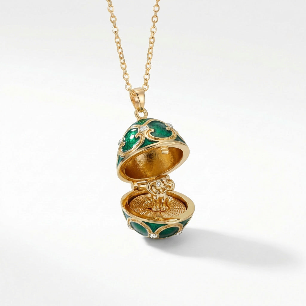 Enameled Egg Pendant Necklace
