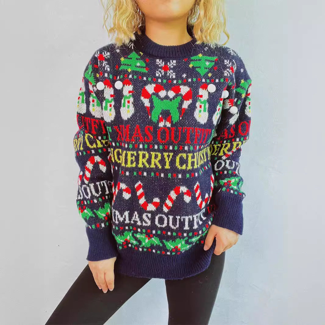 Women's Christmas Sweater with Festive Motif and Casual Cut R&B