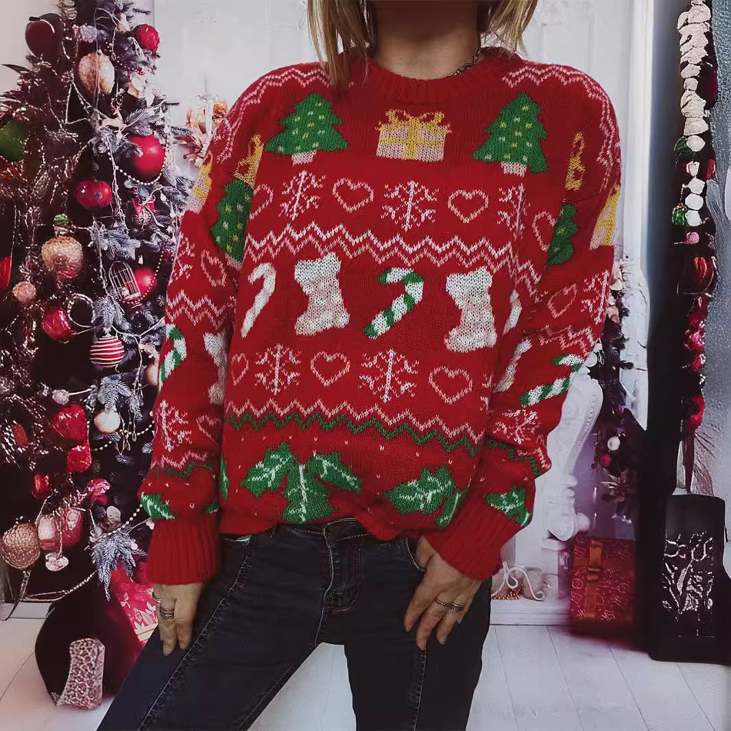 Women's Christmas Sweater with Festive Christmas Design