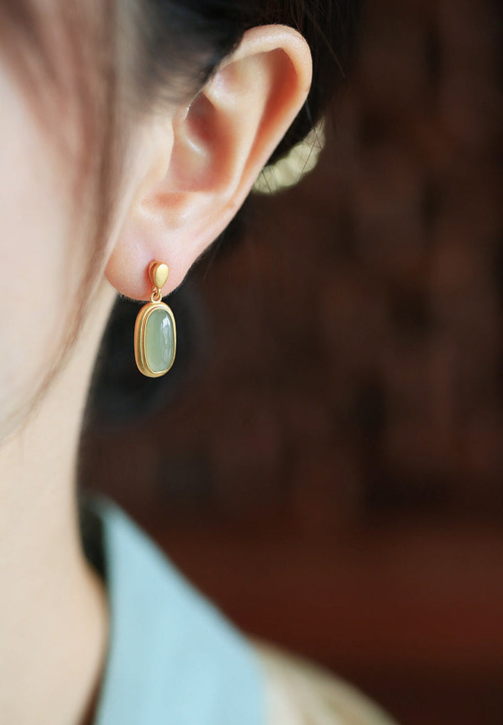 Jade Elegance Silver Drop Earrings
