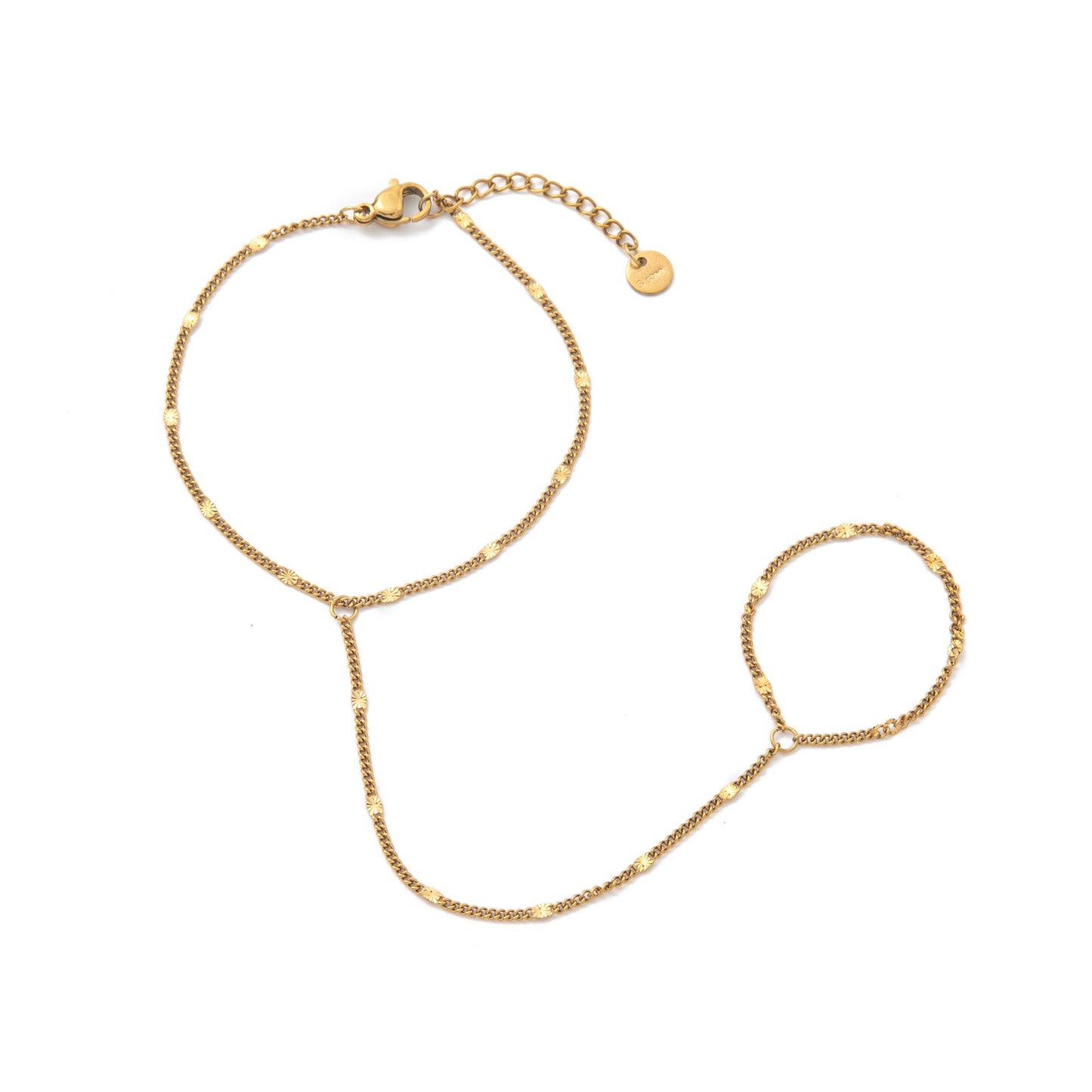 Elliette Gold Plated Finger Chain Bracelet