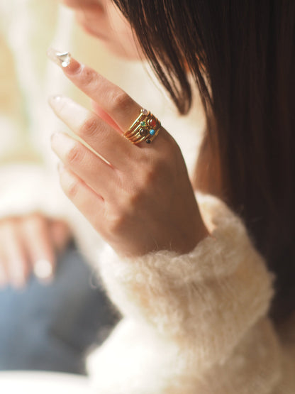 Neena Multi-gemstone Adjustable Ring