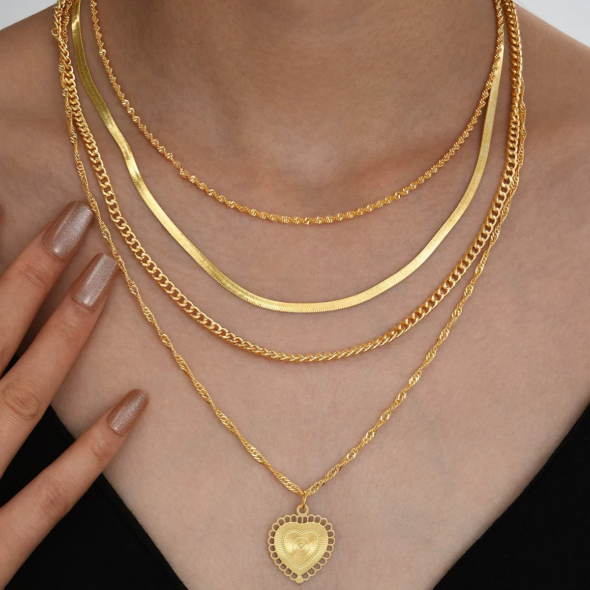 Layered Gold Chain Necklace Set