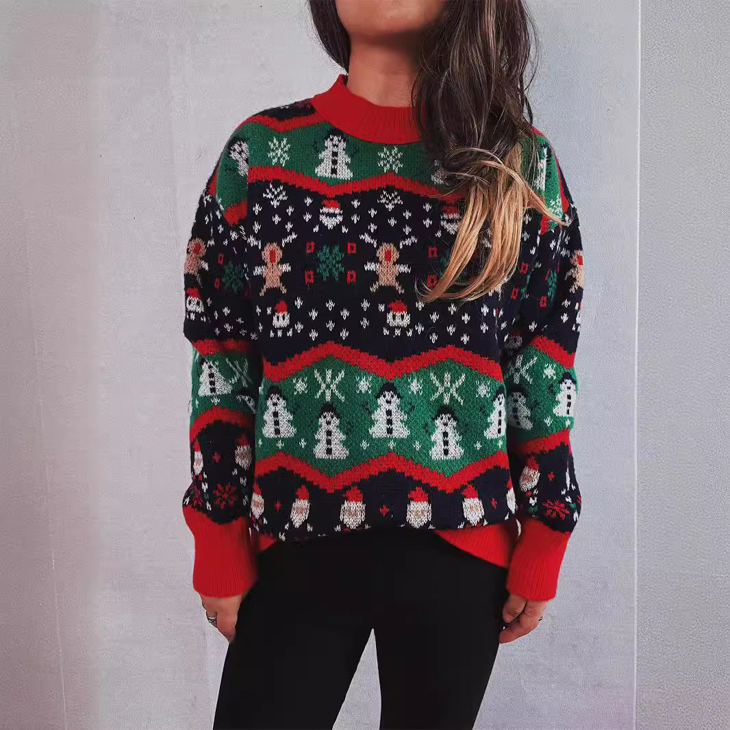 Women's Christmas Sweater with Festive Design and Textured Knit R&B