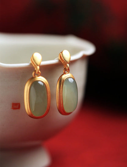 Jade Elegance Silver Drop Earrings
