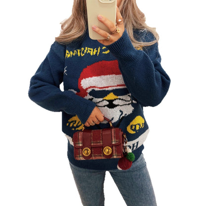 Women's Festive Knit Sweater with Christmas Motif R&B