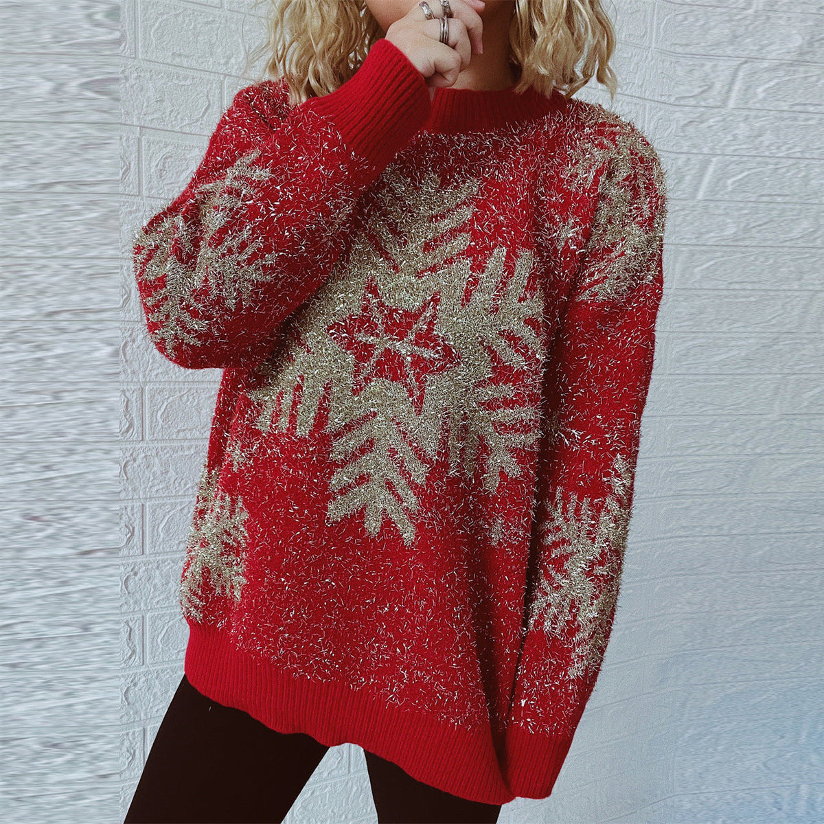 Women's Christmas Sweater with Festive Spark Design and Comfortable Cut