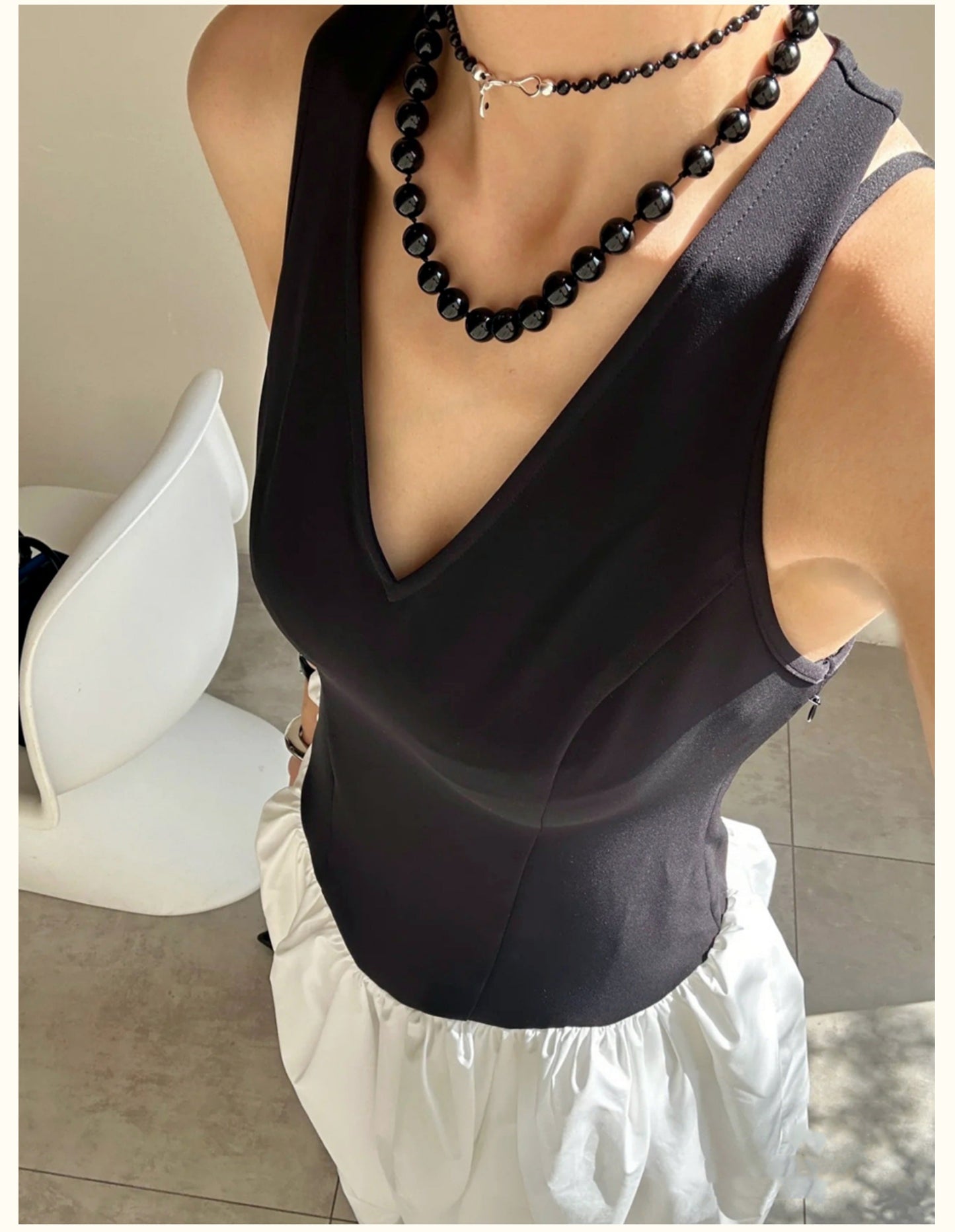 Luna Black Onyx Beaded Necklace