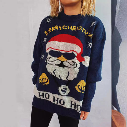Women's Christmas Sweater with Festive Motif and Oversized Cut R&B