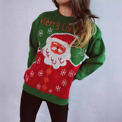 Women's Christmas Sweater with Festive Santa Motif and Comfortable Fit R&B