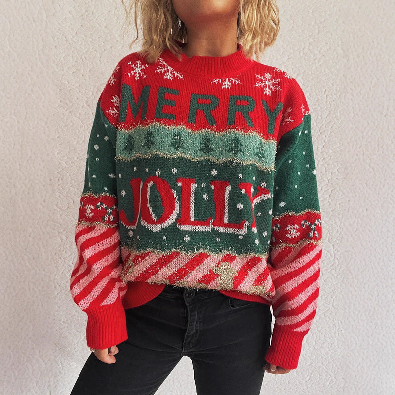 Women's Christmas Sweater with Distinctive Motif and Cozy Cut