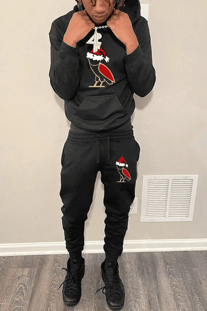 Women's Hoodie and Sweatpants Set with Festive Design