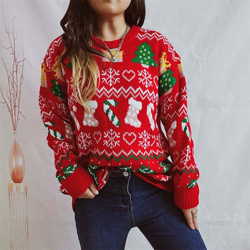 Christmas Knit Sweater with Snowflake Motif