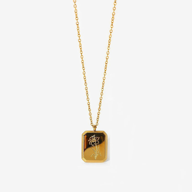 Briel Birth Flower Pendant Necklace