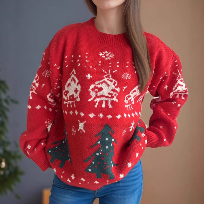 Women's Knit Christmas Sweater with Festive Motifs and Casual Cut R&B