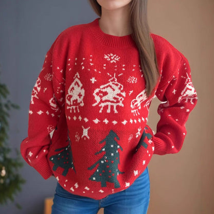 Women's Knit Christmas Sweater with Festive Motifs and Casual Cut R&B