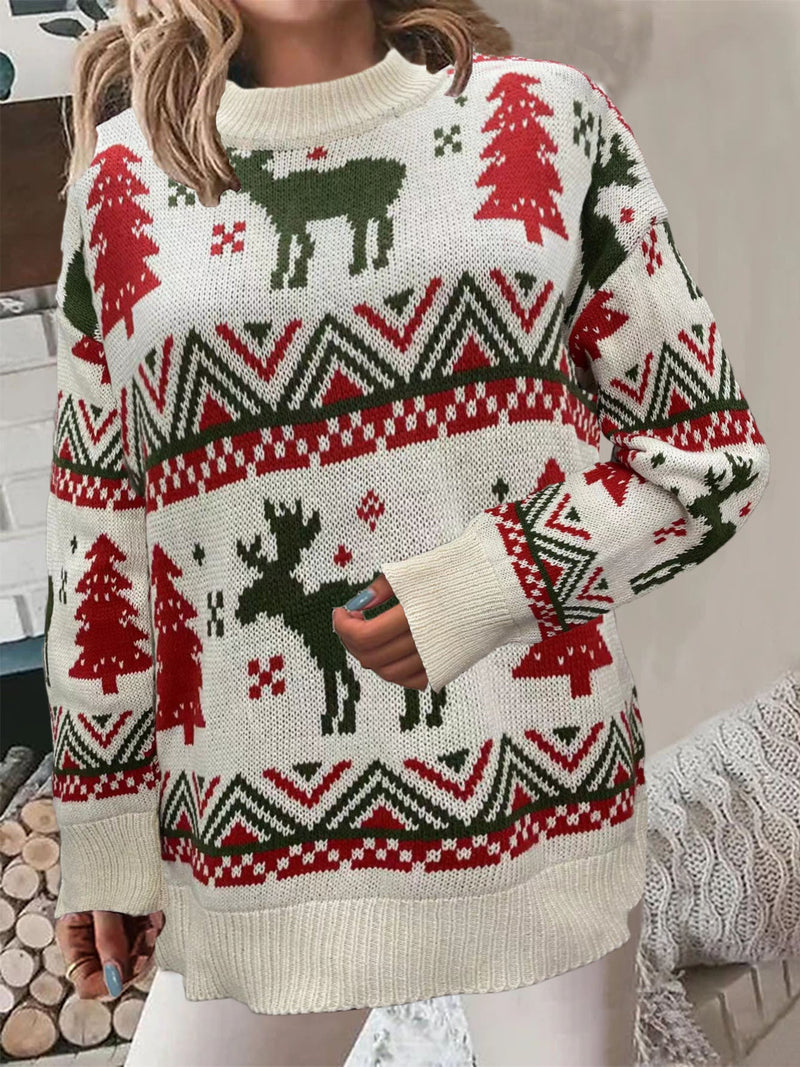 Women's Cozy Christmas Sweater with Festive Motif and High Fit