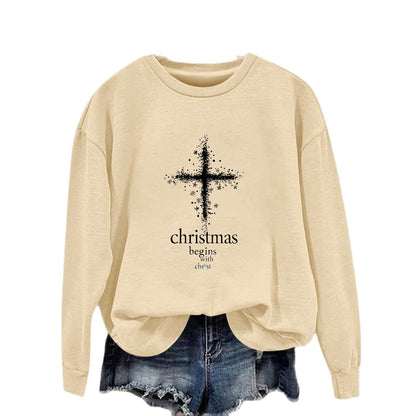 Women's Sweatshirt with Christmas Motif and Soft Lining