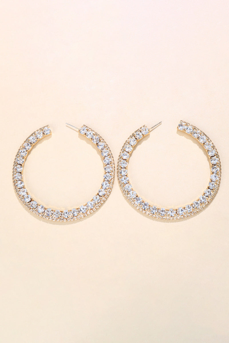 Exaggerated Rhinestones Hoop Earrings