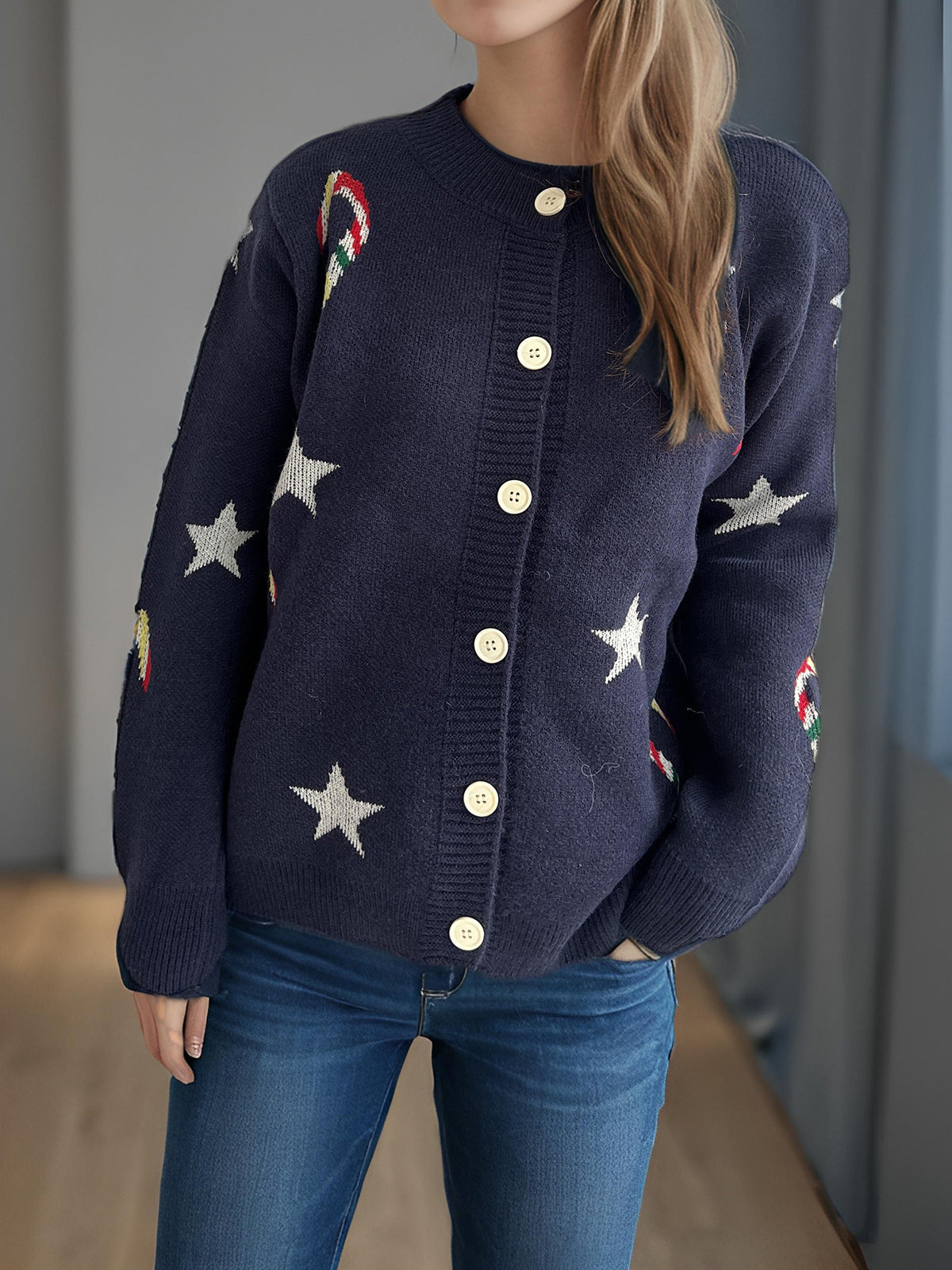 Women's Cardigan with Festive Designer Print
