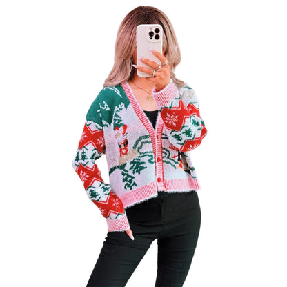 Women's Cardigan in Festive Design with Christmas Motifs
