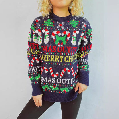 Women's Christmas Sweater with Colorful Motifs and Fun Appliqués R&B