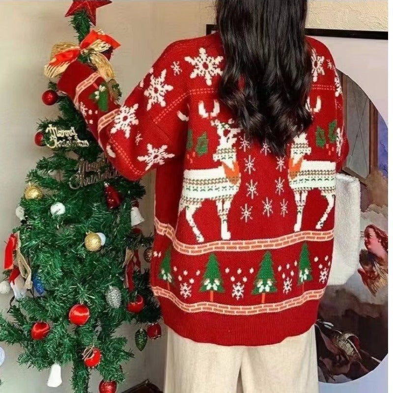 Women's Festive Winter Sweater with Christmas Motifs R&B