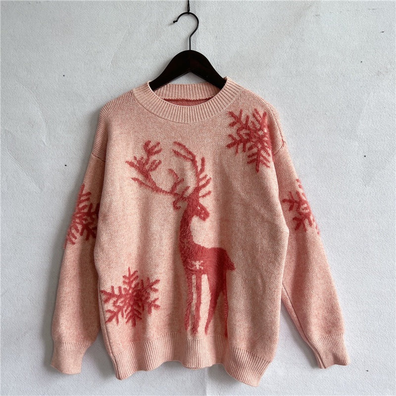 Women's Christmas Sweater with Festive Reindeer Design and High-Quality Knit R&B