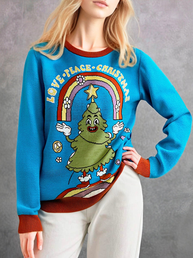 Women's Fleece Sweater with Christmas Motif