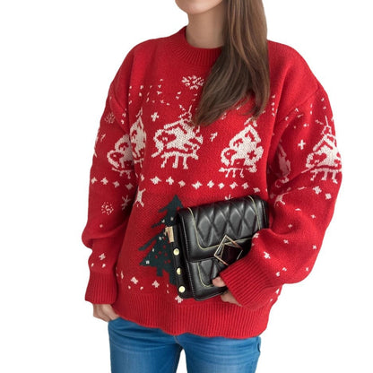 Women's Knit Christmas Sweater with Festive Motifs and Casual Cut R&B