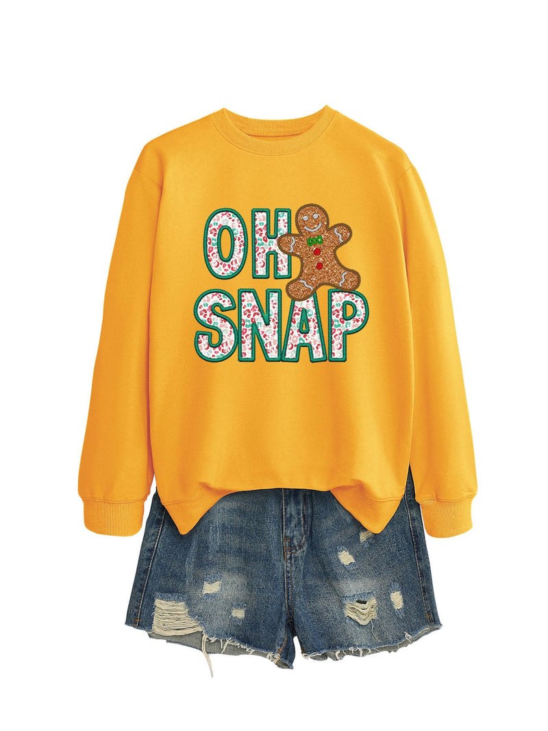 Women's Sweatshirt with Fun Gingerbread Man Motif and Sparkling Lettering