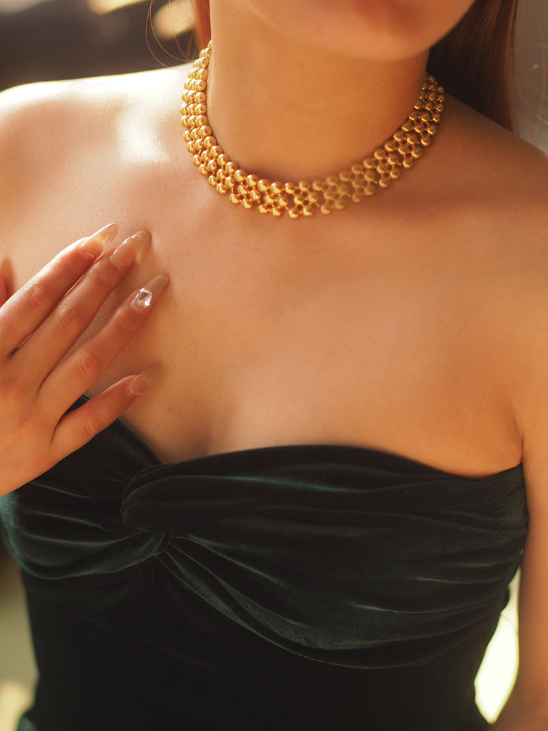 Tayah Golden Beaded Choker Necklace